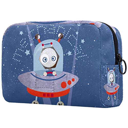 Bolsa de maquillaje personalizable, portátil, para mujer, bolso de mano, organizador de viaje, divertido de dibujos animados, astronauta extraterrestre