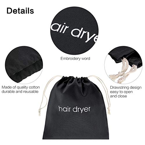 Bolsa de Secador de Pelo Bolsa con Cordón Bolsa de Hairdryer, 11,8 por 13,8 Pulgadas (Negro)