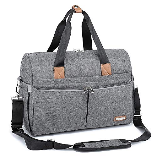 Bolsa Maternal de Pañales RUVALINO, Gran Bolso de Viaje, para el Carrito del Bebé, Elegante para Mamá y Papá, Cambiador de Bebé Convertible para Niños y Niñas con Bolsillos Independientes (gris)