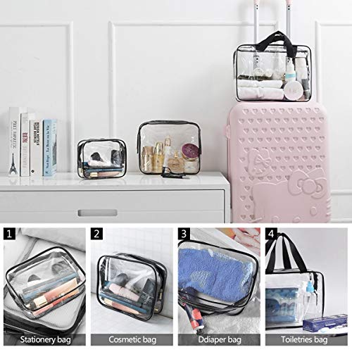 Bolsas de Aseo Transparente Viaje Impermeable Mujer Bolsa de Cosmético Organizador de Viaje 3 Pcs