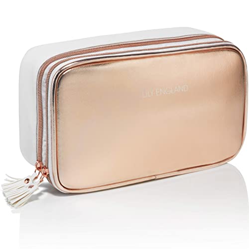 Bolso Organizador de Maquillaje Oro Rosa | Bolso de Almacenamiento/ Neceser. Garantía de duración. Gran Idea para Regalar de Lily England