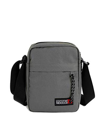 Bolso para Hombre Bolso Bandolera Coronel Tapiocca Casual con Solapa Bolsillos y Cremallera Denim 17.5x22x5.5 cm Gris