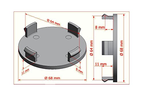 Born 1 Tapacubos de carbono de 4 unidades x 68 mm, para llantas con un diámetro interior de 64,5 – 65 mm del orificio de la llanta.