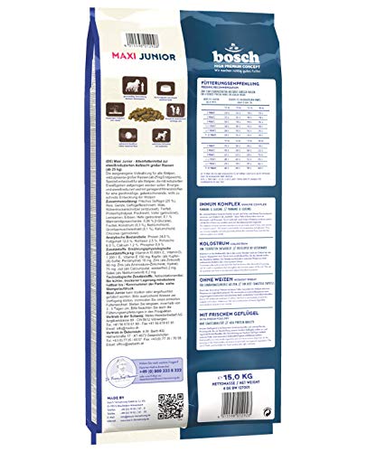 bosch HPC Maxi Junior | Alimento seco para perros de cría de razas grandes (a partir de 25 kg de peso final) | 1 x 15 kg