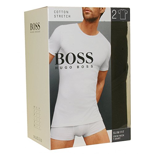 BOSS T-Shirt RN 2p Co/El-50325407 Camiseta, Negro (Black 001), L (Pack de 2) para Hombre