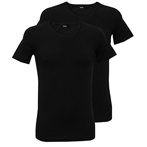 BOSS T-Shirt RN 2p Co/El-50325407 Camiseta, Negro (Black 001), L (Pack de 2) para Hombre