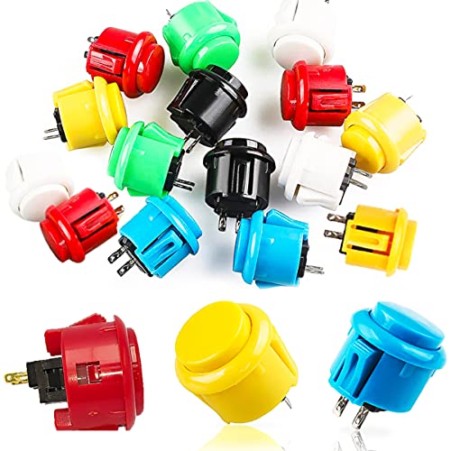 Botones Arcade, Senteen 24pcs Interruptor Arcade 24mm 30mm Botones Iluminados Arcade Conmutables Pulsadores Arcade De Colores Para Push Button Diy Fighting Stick Pc Joystick Juegos Parts