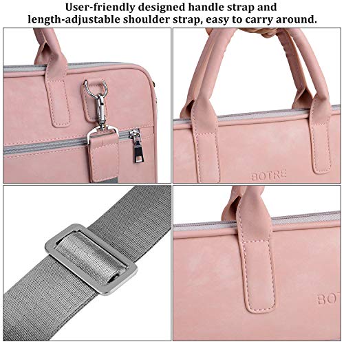 BOTRE 13-15.6 Pulgadas Bolso de Mujer Bandolera Ordenadores Multifuncional Maletín Hombre Funda para Portátil Macbook Air iPad Moda y Negocios (15.6pouces, Rosa)