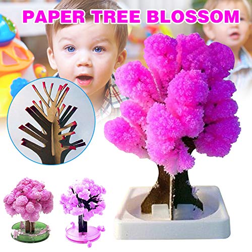 Boylee 1/2pcs mágico japonés Sakura árbol de Navidad papel, papel floreciente árboles de cristal niños DIY juguete