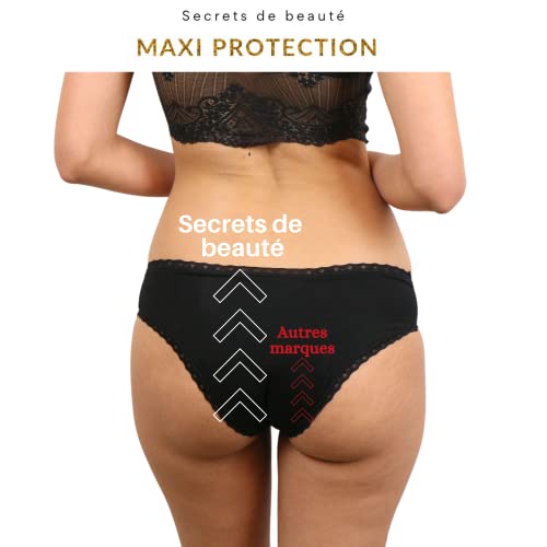 Bragas menstruales Flujo abundante - Braguitas de la Regla sin Costuras para Mujer y niñas mestruacion abundante (Pack x2 Negro, S)