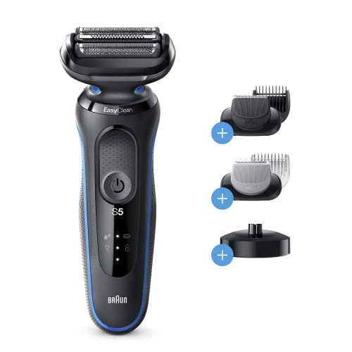 Braun Series 5 Afeitadora Eléctrica y Depiladora Corporal Hombre, Máquina de Afeitar Barba, Recortadora de Precisión y Tecnología Easy Clean, Base de Carga, Recargable, Inalámbrica, 50-B4650 CS, Azul