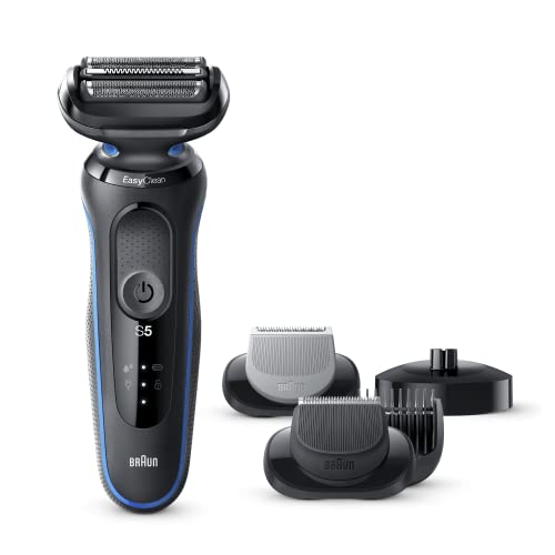 Braun Series 5 Afeitadora Eléctrica y Depiladora Corporal Hombre, Máquina de Afeitar Barba, Recortadora de Precisión y Tecnología Easy Clean, Base de Carga, Recargable, Inalámbrica, 50-B4650 CS, Azul