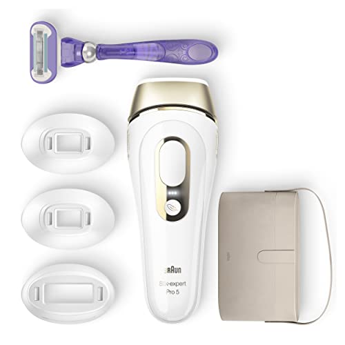 Braun Silk-expert Pro 5 Depiladora Mujer Luz Pulsada IPL con 3 Cabezales de Precisión y Maquinilla de Afeitar Venus, Alternativa a la Depilación Láser en Casa, Regalos Originales para Mujer, PL 5347