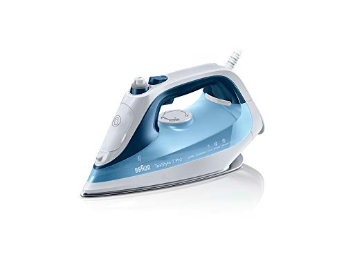 Braun Texstyle 7 Pro SI7062BL - Plancha para la Ropa de Vapor de 2600W con Suela Bidireccional Eloxal 3D, Golpe de Vapor de 225gr/min, Sistema Antical y Antigoteo, Color Azul