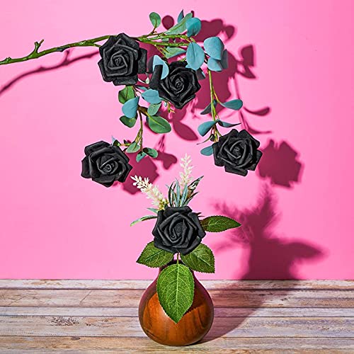 Bright Creations Flores artificiales para decoración (negro, 100 unidades)