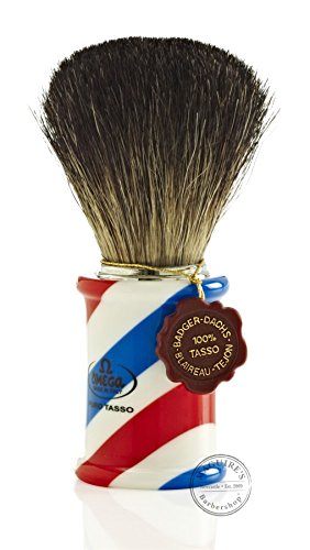 Brocha de Afeitar Tejón Negro "Barber Pole" Omega