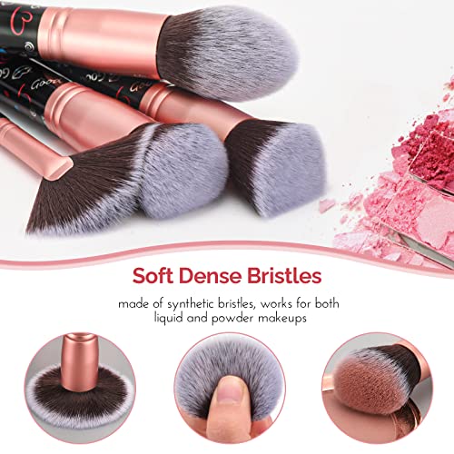 Brochas de maquillaje FILY DUAIU 15 piezas con cerdas sintéticas de primera calidad para base de maquillaje, corrector, labios, ojos, juego de brochas de maquillaje con mango único de copo corazón