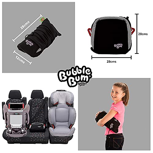 BubbleBum - Asiento Elevador de Coche Inflable para Niños, Grupo 2/3, Negro, 33x33x11 cm