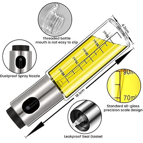 Bugucat Pulverizador Aceite,Spray Aceite Cocina para Freidora de Aire 100ML Aceitera y Vinagre Vaporizador Aceitera Cristal,Premium Acero Inoxidable Botella para Cocinar,Ensalada,Hornear Pan,BBQ
