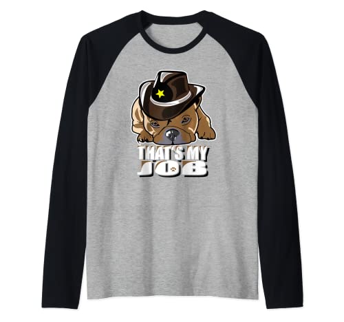 Bulldog francés dulce de Scheriff con texto en Camiseta Manga Raglan