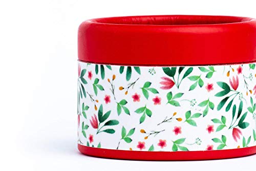 Caja de música manual artesanal roja con estampado de flores y la melodía principal de la película La bella y la bestia