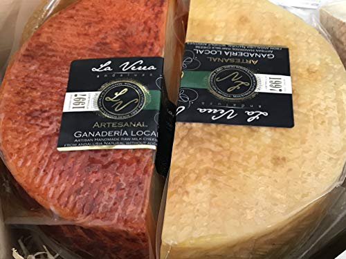 Caja Regalo GOURMET (PACK F-G) -GRANDE- 2 Quesos Artesanos (Aceite y Pimentón) + 4 quesos de Vaca variados con ESPECIAS + Botella ACEITE olive v.e. ECOLOGICO