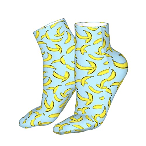 Calcetines deportivos acolchados con diseño de banana en azul para correr calcetines de corte bajo para hombres y mujeres