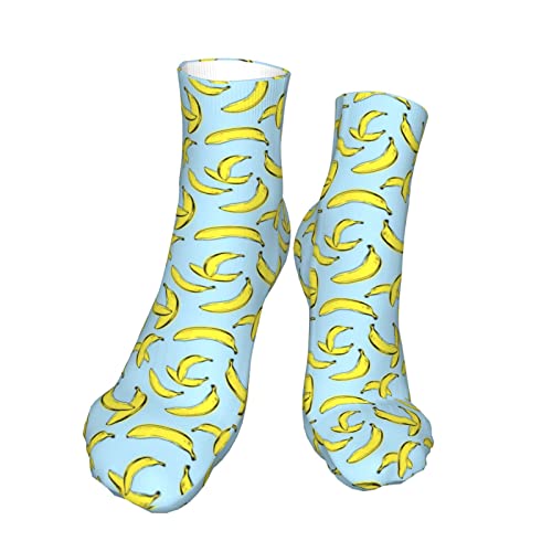 Calcetines deportivos acolchados con diseño de banana en azul para correr calcetines de corte bajo para hombres y mujeres