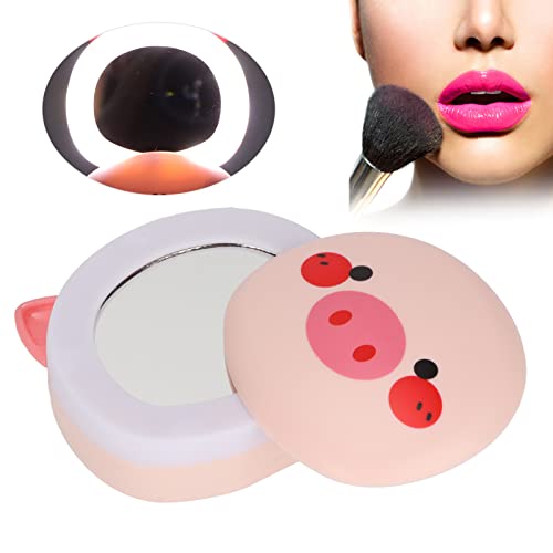 Calentadores de manos lindos, recarga USB con espejo de maquillaje ligero Calentador de manos recargable para invierno Calentador de manos Maquillaje(Cerdo)