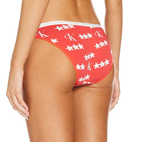 Calvin Klein 2PK Bikini Estilo Ropa Interior, White/45 Star Print, L para Mujer