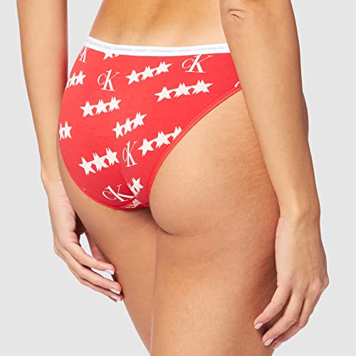 Calvin Klein 2PK Bikini Estilo Ropa Interior, White/45 Star Print, L para Mujer