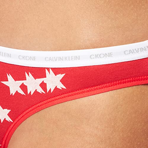 Calvin Klein 2PK Bikini Estilo Ropa Interior, White/45 Star Print, L para Mujer