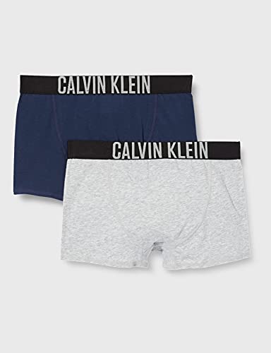 Calvin Klein 2Pk Trunks Bóxers, 1 Grey Heather/1 Blue Shadow 025, 10-12 Años (Pack de 2) para Niños