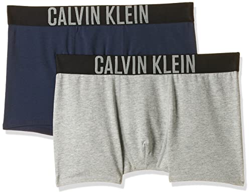Calvin Klein 2Pk Trunks Bóxers, 1 Grey Heather/1 Blue Shadow 025, 10-12 Años (Pack de 2) para Niños