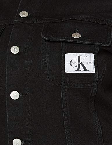 Calvin Klein 90s Crop Trucker Chaqueta, Washed Black, L para Mujer