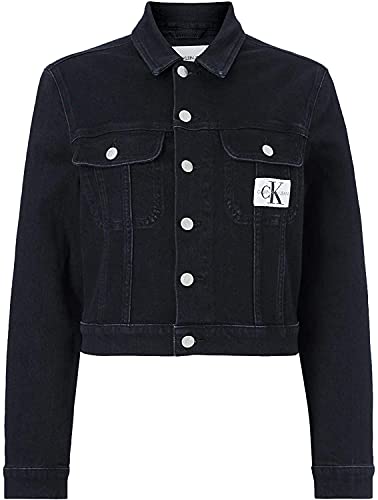 Calvin Klein 90s Crop Trucker Chaqueta, Washed Black, L para Mujer