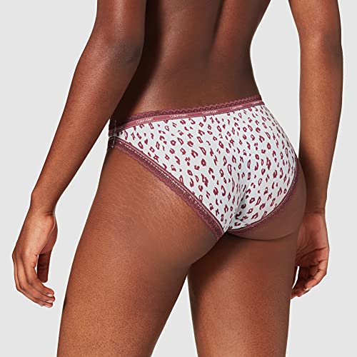 Calvin Klein Bikini Ropa Interior, Cheetah Shadow_Polished Blue, M (Pack de 2) para Mujer