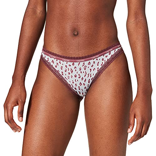 Calvin Klein Bikini Ropa Interior, Cheetah Shadow_Polished Blue, M (Pack de 2) para Mujer