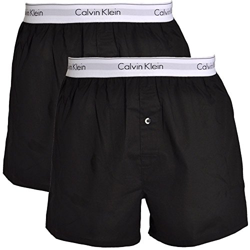 Calvin Klein Boxer Slim Fit 2pk, Negro (Black/Black 001), L (Pack de 2) para Hombre