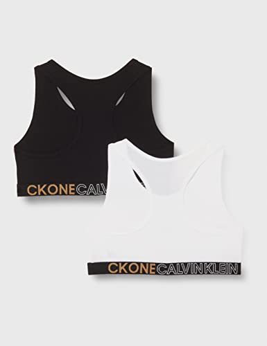 Calvin Klein Bralette de 2 Unidades Sujetador, Pvhwhite/Pvhblack, 12-14 Años para Niñas