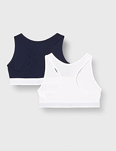 Calvin Klein Bralette por Paquete de 2 Sujetador, Pvhwhite/Navyiris, 12-14 Años para Niñas