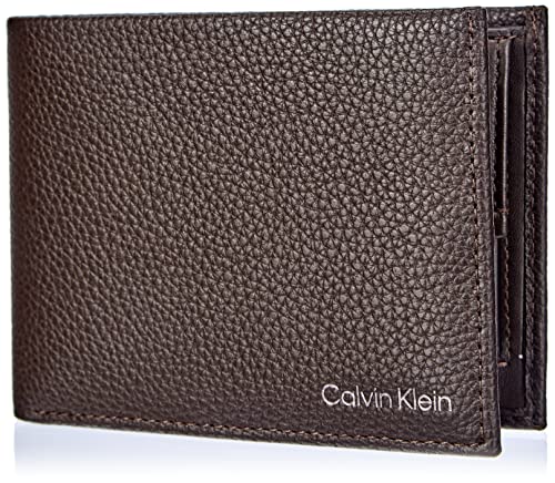 Calvin Klein Calidez 5 CC con Moneda L, Accesorio de Viaje-Billetera Plegable Triple para Hombre, Dark Brown, Talla única