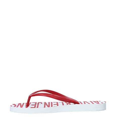 Calvin Klein Chanclas de mujer Art B4R0902 White Red Color Foto Medida a elegir Blanco Size: 35 EU