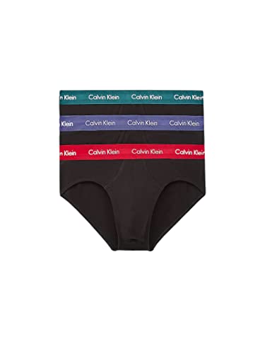 Calvin Klein Hip Brief 3PK Ropa Interior, B-Maya Blue/Soft Grape/Rustic Red, M para Hombre