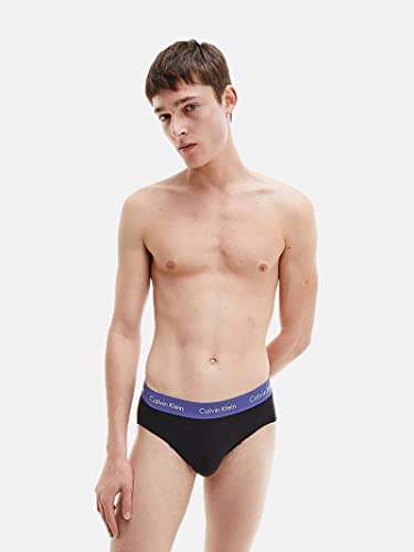 Calvin Klein Hip Brief 3PK Ropa Interior, B-Maya Blue/Soft Grape/Rustic Red, M para Hombre