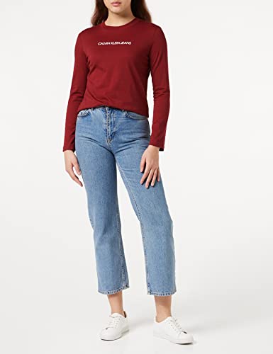 Calvin Klein Jeans Shrunken Institutional LS Tee, Camiseta para Mujer, Rojo (Virginia Red), XS