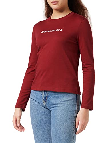 Calvin Klein Jeans Shrunken Institutional LS Tee, Camiseta para Mujer, Rojo (Virginia Red), XS