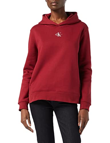 Calvin Klein Jeans Sudadera con Capucha Micro Monogram, Virginia Red, L para Mujer