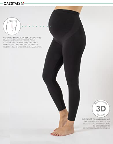 CALZITALY Leggings Premama, Leggings Embarazo, Pantalon Mujer sin Costuras, Negro, Azul Jeans, S, M, L, XL, Made in Italy (Negro, M)