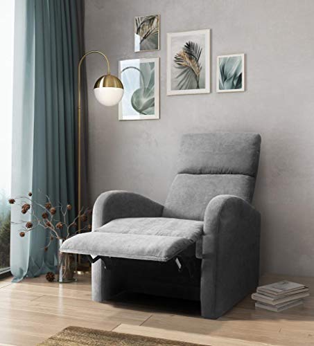 CAMBIA TUS MUEBLES - Sillón Relax Nexus. Butaca reclinable tapizada. Sillón con Sistema de reclinado Manual. Máximo Confort. (Gris)